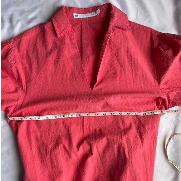 Southern Tide‎ Shirt Dress Size S Pink Short Sleeve Belted Seersucker Nautical - Picture 9 of 11
